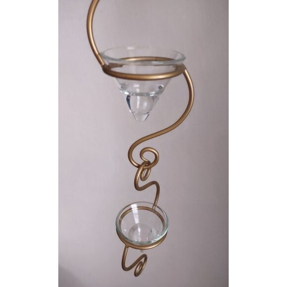 Gold Metal Wall Sconce 3 Candle Holder scroll hanging bracket 30" - Picture 8 of 15